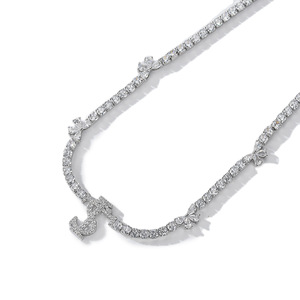 Stk Diamond Tennis Necklace Women Round Brilliant Cut Butterfly Pendant Clavicle Chain Everyday Wear 385cm Extension - Product Image 3