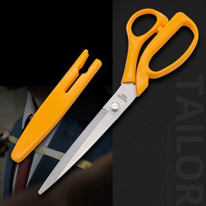 Tailor's Scissors Stainless Steel 95mm Yellow With Protective Cover For Fabric Paper Leather Cutting - Product Image 1