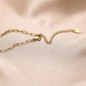 316L Stainless Steel 18k Gold Plated Customized Square Charm Choker <b>Necklace</b> for Women Wedding Gift Party Occasions - Product Image 5