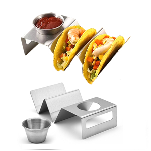 Factory Custom Stainless Steel Taco Tray with Sauce Cup Metal Taco Holder for Restaurant Home - Product Image 1