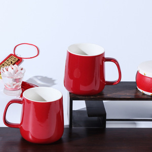 Tasse en céramique Double Bonheur rouge pour couple de mariés, ensemble individuel, design 1314, impression de logo disponible - Product Image 2