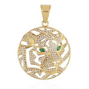 Collier Hip-Hop Tête de Léopard en Acier Inoxydable Plaqué Or 18K Entièrement Sertie de Diamants – Prix de Gros - Product Image 2