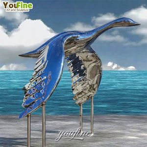 Moderne Buitentuin Park Roestvrij Staal Duif Vogel Decoratie Sculptuur Met Golven - Product Image 6