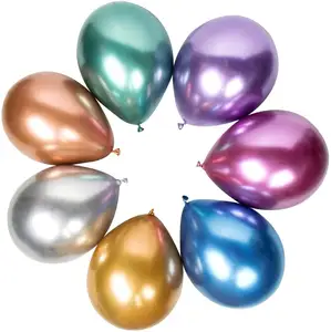 Balon Pesta Warna-warni 12 Inci Balon Helium Metalik Krom Dekorasi Pesta Ulang Tahun Pesta Pernikahan Pesta Baby Shower Pesta Natal