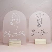 Support de logo de table en acrylique pour bureau professionnel, personnalisé, en plexiglas dépoli, forme arche, pour mariage, A2 A4 8.5 X 11