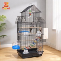 Grande volière pour oiseaux avec structure de toit, perchoirs multi-niveaux, plateau coulissant pour contenir les déchets à l'intérieur