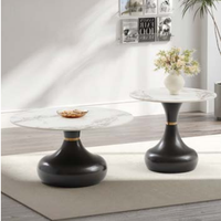 Table basse ronde moderne avec plateau en marbre, bois MDF épais, décorative pour la maison, la chambre à coucher, l'hôtel