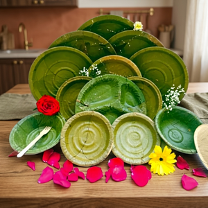 Vajilla Desechable Ecológica, Biodegradable y Compostable, Platos y Cucharas Sostenibles Aptos para Lavavajillas, Diseño de Hoja de Areca - Product Image 3