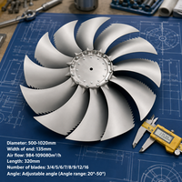 Ventilateur axial à impeller unique en alliage d'aluminium à 12 pales, robuste, haute résistance, résistant aux hautes températures, à lame courbée