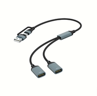 Adaptador 3 en 1 con Doble USB Tipo C Hembra + Tipo C Hembra, Carga Rápida PD, Transferencia de Datos, Base de Conexión para PC, Unidad Flash USB