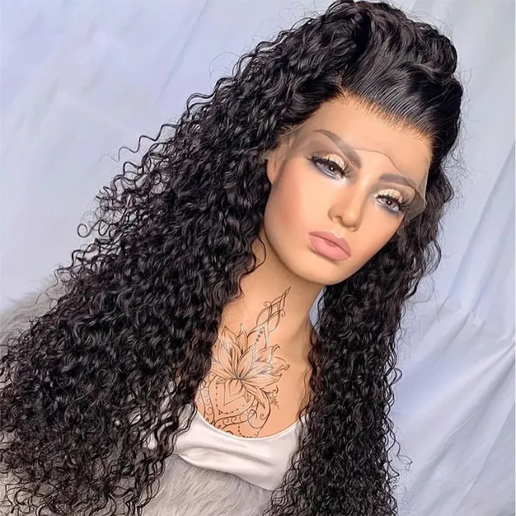 Grade Hot sale curly human hair wigs with 100% remy cambodian human hair, wholesale 13x4 13x6 transparent hd lace wig