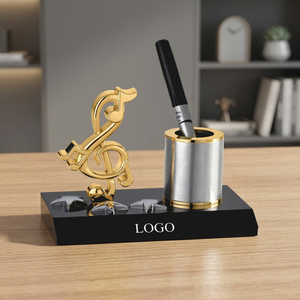 Trophée Figurine Note de Musique Plaqué Or avec Base Noire, Présentoir de Logo, Gravure Portable, Articles Promotionnels, Organisateur de Bureau - Product Image 1