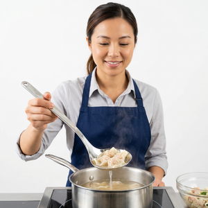 Jaya Mata JM354 Stainless Steel Colander Ladle 300mm Durable 304 Steel Hot Pot Strainer for Home Restaurant and Catering - Product Image 1