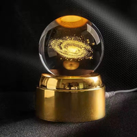 Veilleuse boule de cristal lumineuse créative personnalisée décoration boule de cristal sculptée au laser 3d