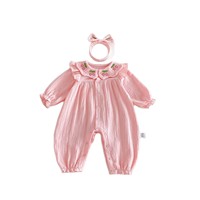 Neue Frühlings- und Herbst-Babykleidung: Strampler mit Kirsch-Stickerei im Prinzessinnen-Stil aus Reiner Baumwolle, Einteiliger Krabbelanzug
