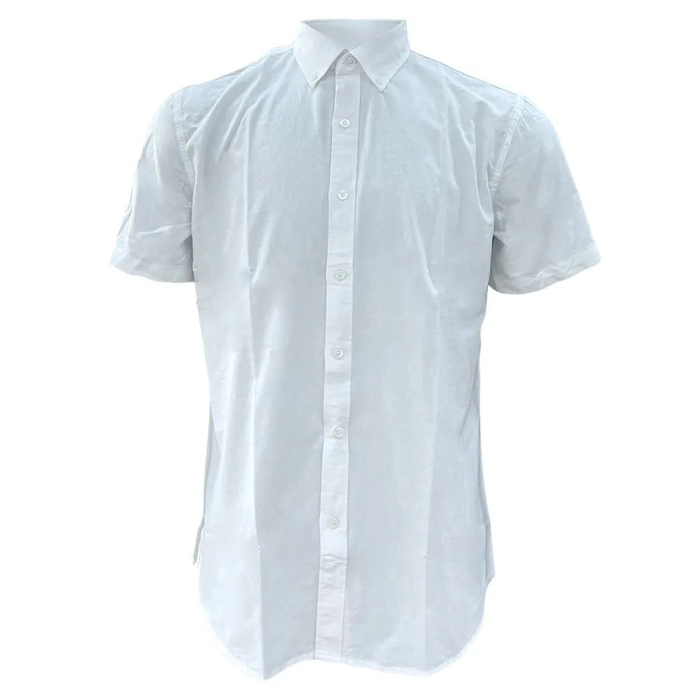 Custom Mens Cotton Oxford Shirts Button Down Short Sleeve Dress Shirts Work Office Casual Summer Customized Woven Shirt