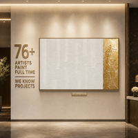 Elfenbeinweißes Goldblatt-Drapiertes Streifen-Basrelief Ölgemälde Strukturierte Wandkunst Goldrahmen Hotel-Lobby Empfang Wanddekoration Maßanfertigung Großhandel