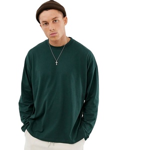 Custom Logo Men's Dropped Shoulders Long Sleeve <b>Round</b> Neck T-Shirts - Product Image 1