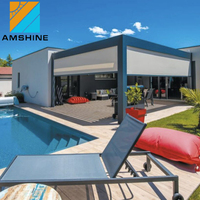 Pergola de toit avec lames orientables en aluminium, pare-soleil réglable et ventilation automatique