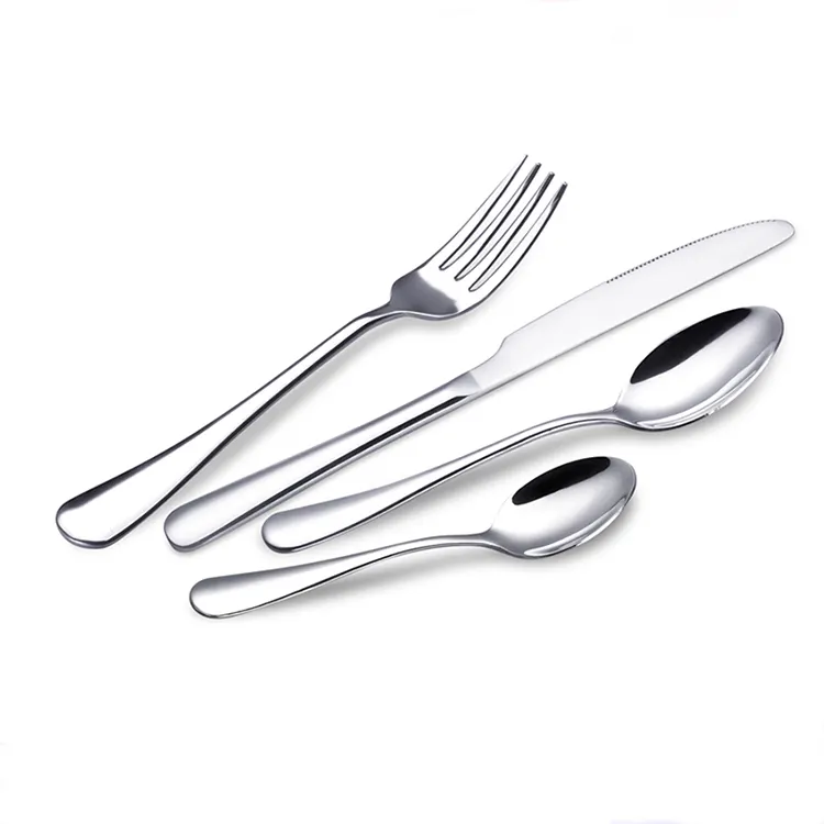 Vendita all'ingrosso di posate in metallo personalizzate all'ingrosso acquista cucchiaio e forchetta in acciaio inossidabile MOQ basso set di cucchiai