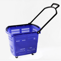 Hong He Panier à provisions roulant en plastique Chariot Panier à main