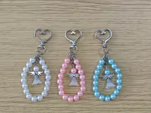 Retour cadeaux pour enfants bébé douche mariage fête de noël porte-bonheur coloré perle ange gardien pendentif porte-clés porte-clés - Product Image 2