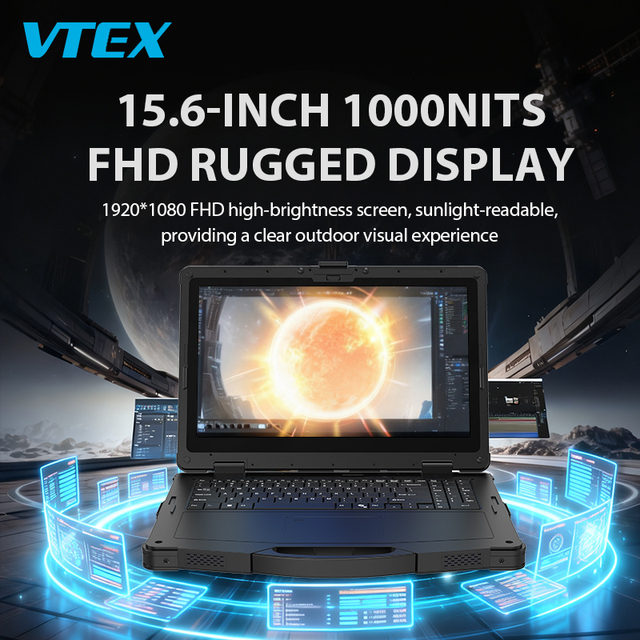 15.6 Inch 4G LTE Rugged Laptop Ryzen AI Max 395 CPU 126TOPS 64GB LPDDR5 512GB SSD Type-C Dual Battery IP65 Industrial Notebook