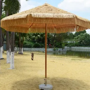 Custom Luxury 8ft Windproof Swimming Pool Tiki,Palm Palapa Thatch Straw Parasol Patio Beach Umbrellas Outdoor/