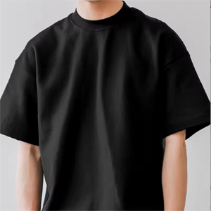 เสื้อยืดคอกลมหนาคุณภาพสูง ผ้าฝ้ายทรงโอเวอร์ไซส์ สีขาวล้วน เสื้อยืดทรงบ็อกซี่ หนักแน่น ผู้ผลิตเสื้อยืดคอเต่าสำหรับผู้ชาย - Product Image 2