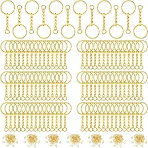 حلقة مفاتيح ترويجية من الذهب الوردي مصنوعة بنفسك مقسمة مع سلسلة سلسلة مفاتيح أجزاء حلقة مفاتيح مقسمة مع مشبك مفتاح سلسلة مفاتيح مفتوح
