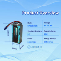 Hochleistungs 87Ah Festkörper-Lithiumfreie Anoden-Drohnenbatterie 87000mAh 6S/12S/18S 10C 450Wh/kg OEM&ODM für VTOL UAV