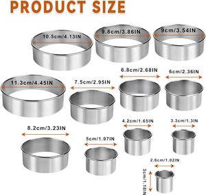 Utensilios de Repostería, Juego de 12 Cortadores Redondos para Galletas y Bizcochos, Moldes de Anillo para Donuts de Acero Inoxidable, Círculos Graduados para Repostería con Estuche - Product Image 2