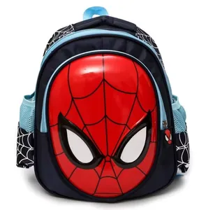 กันน้ํา 3D Spiderman 3-6 ปีโรงเรียนกระเป๋าเป้สะพายหลังเด็กไหล่กระเป๋านักเรียน 3D ออกแบบกระเป๋าหนังสือ