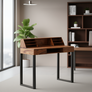 Bureau en bois massif Sheesham 43,3x19,7x37 pouces, design moderne, élégant, durable, mobilier commercial - Product Image 2