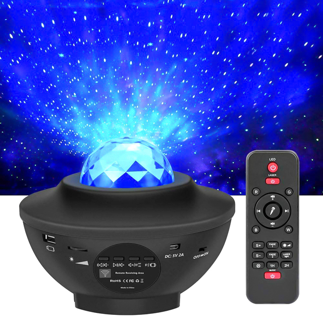 Kanlong Remote Control Wave Sky Laser Music Speaker LED Star Baby Water Night Light Room Decoration