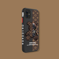 Capa protetora de urso mecânico para iphone, case protetor engraçado de silicone para iphone 13, 12, 11, pro, max, xr, x, xs, 7, 8, plus