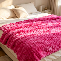 Couverture en fausse fourrure ondulée luxueuse, douce pour la peau, chaude et confortable, pour canapé, lit, chambre, couverture moelleuse pour l'hiver