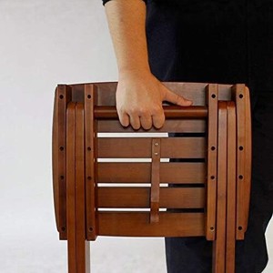 Folding Wooden <b>Stool</b> Solid Wood Rectangular Foldable Outdoor <b>Garden</b> Chair Small Curved Edge Design - Product Image 5