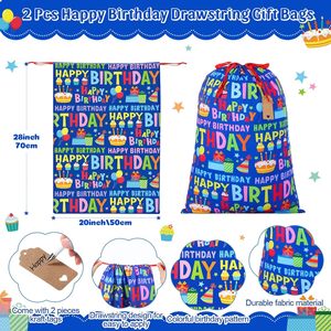 Sacchetti Regalo in Tela Colorati a <span class=keywords><strong>Tema</strong></span> Compleanno con Cordoncino, Borse Riutilizzabili per Regali e Feste - Product Image 5