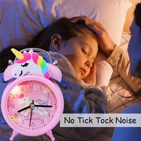 Horloge à Double sonnette licorne pour enfants, réveil avec rétro-éclairage, jolie horloge de bureau, décoration de la maison, cadeaux pour enfants