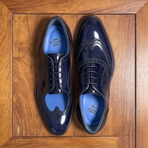Chaussures Oxford Brogue pour homme en cuir de vachette pleine fleur véritable, avec semelle intérieure et extérieure en cuir, pour les occasions professionnelles. - Product Image 4