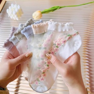 Floral Print Ankle <b>Socks</b> Women Thin Invisible Boat <b>Socks</b> Sweat Absorbent Spring Summer Casual Wear - Product Image 1