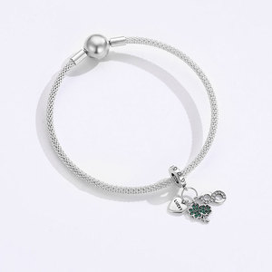 Lucky Four-Leaf Clover S925 Sterling Silver Beaded <b>Infinity</b> <b>Bracelet</b> Pendant Wholesale Women's Jewelry Gifts - Product Image 4