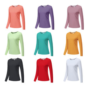 Wholesale Women Professional Round Neck Long Sleeve t Shirt Compression Sports Workout Clothes Quick Dry Workout Gym <b>Tshirt</b> - Product Image 5