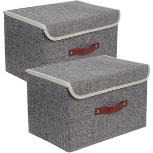 Foldable <b>Storage</b> Bin Set Collapsible <b>Storage</b> <b>Box</b> <b>Cube</b> Closet Organizer <b>with</b> <b>Lid</b> & Faux Leather Handle - Product Image 1