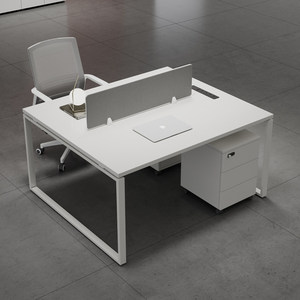 Chaise de bureau KERIOR FM-002 pour personnel, combinaison de bureaux quatre places avec écran, siège en PVC résistant au feu, à la corrosion et aux taches, bureau moderne - Product Image 3