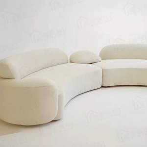 Canapé Courbé <span class=keywords><strong>en</strong></span> Tissu Crème Design - Salon Moderne Hôtel Familial - Combinaison Simple et Créative - Product Image 3