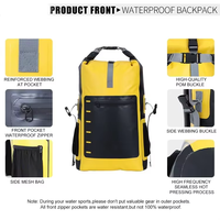 Sac à dos étanche pliable en bâche PVC 500D de 30L, nouveau style, avec bretelles, personnalisable avec le logo du client