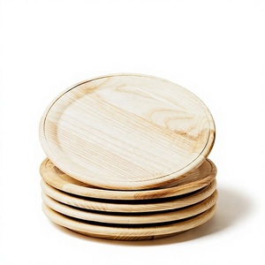 Assiette en bois naturel faite à la main avec une finition polie et lisse, assiette de service en bois rustique pour la nourriture, la salle à manger et la décoration de la maison - Product Image 1