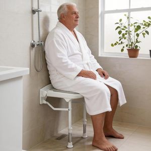 Siège de douche mural 380mmx365mmx425mm, réglable en hauteur, pliable, pour personnes âgées, équipement de sécurité pour salle de bain - Product Image 3